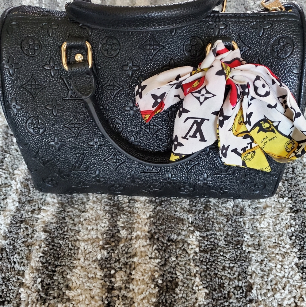Black leather inspired bag and wallet